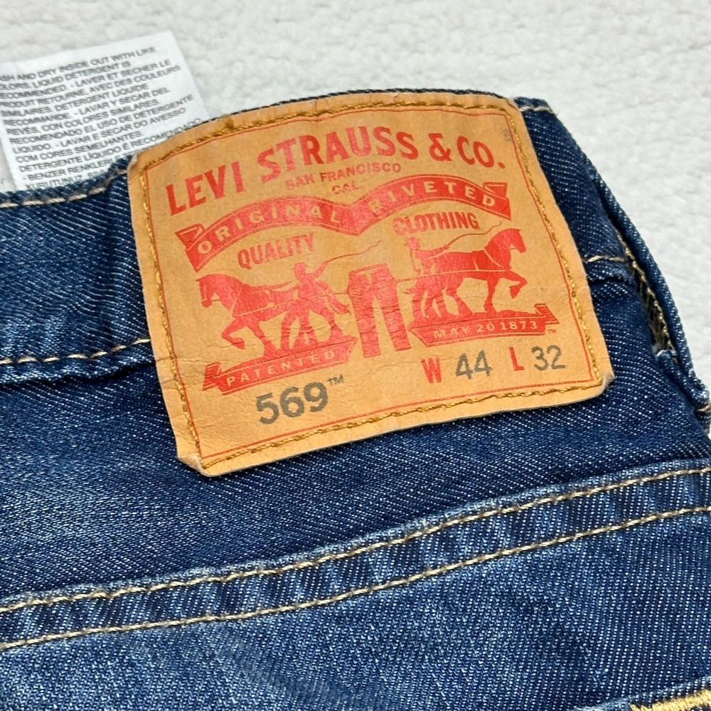 Levi 569 Jeans Men's Size 44X32 (Fits 46X32) Loose Straight Blue Wash Denim - Picture 9 of 11
